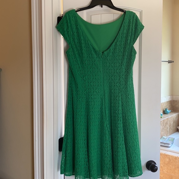 London Times Green Lace Dress Sz 14 - Picture 2 of 5